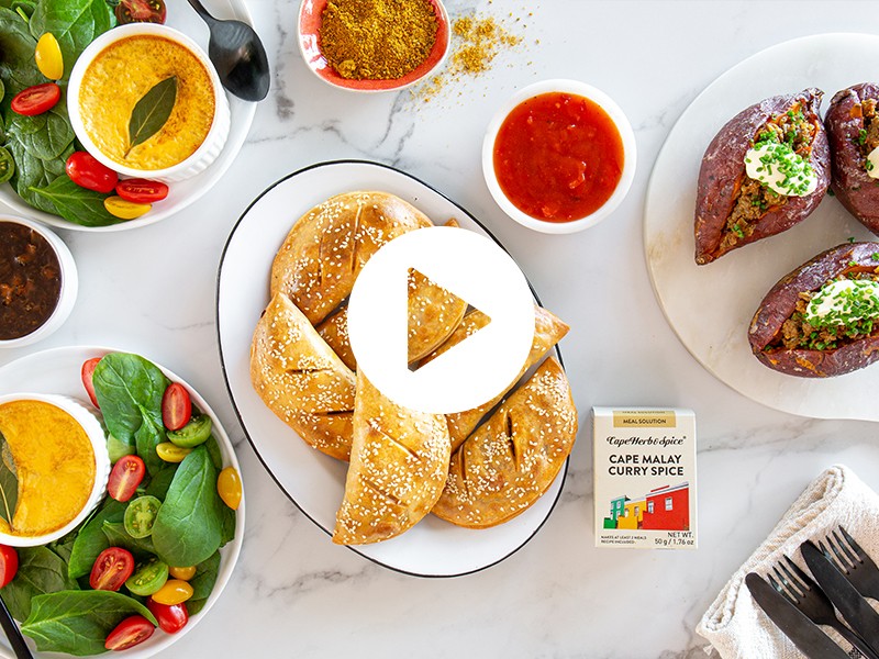 CURRIED MINCE 3 WAYS: 2 STUFFED SWEET POTATOES